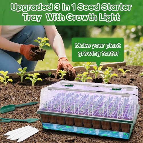 BlumWay 120-Cell Self-Watering Seed Starter Tray with Grow Light, 1-24H Timer, Seed Starter Kit with 4.02" Humidity Dome, Seedling Tray for Indoor Plant Starter, Plant Germination Trays-Green by BlumWay - Image 8