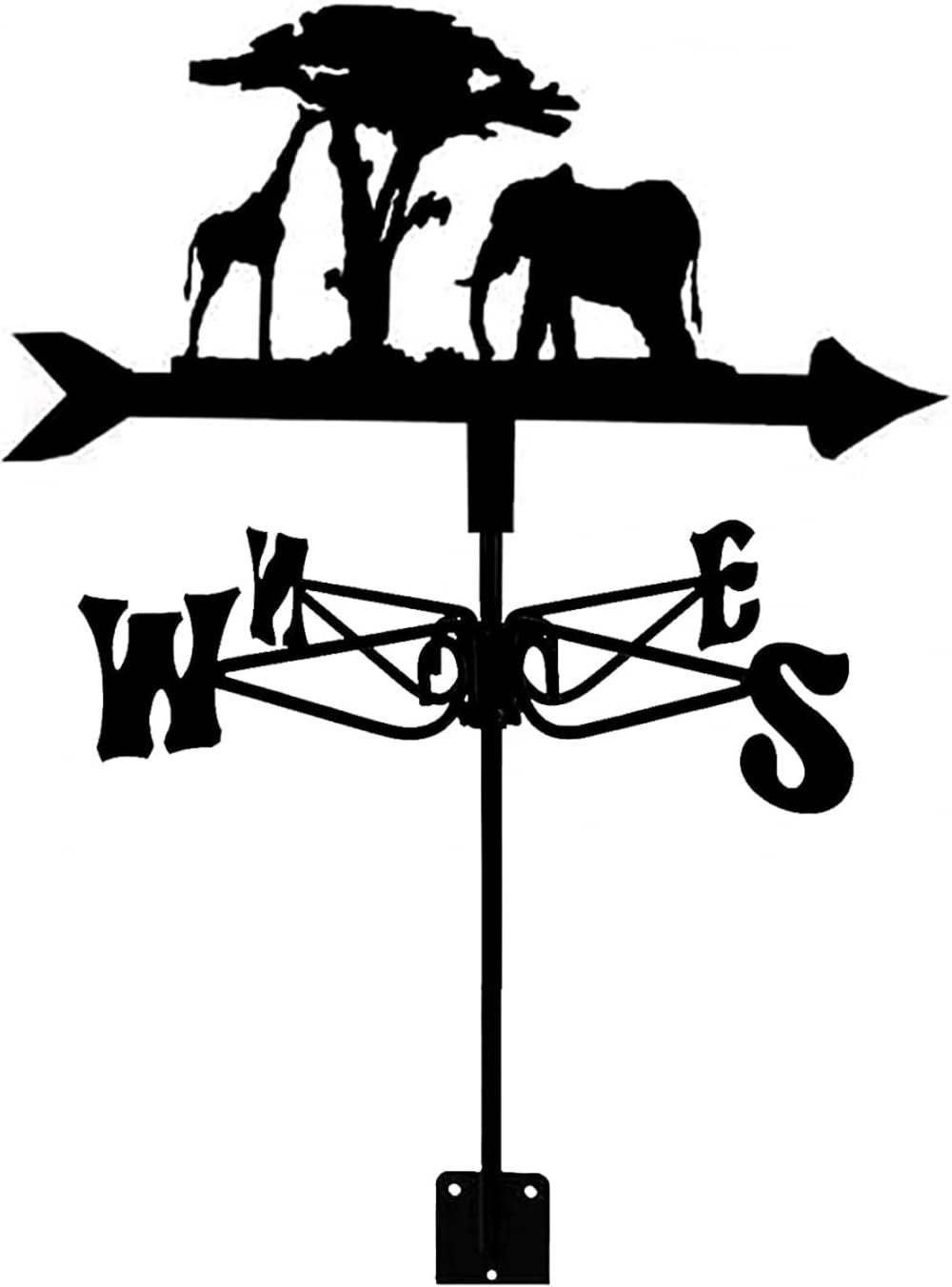 TAXXII Weather Vane Elephant Stainless Steel Weathervane Wind Direction Indicator Scene Garden Weathercock Measuring Tools with -Rust Coating-Elephant and Giraffe