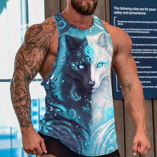 Mens Cool Wolf Graphic Tank Tops 3D Print Sleeveless Summer Casual Gym Workout Muscle T Shirts2