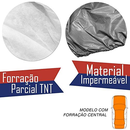 Capa Protetora para Cobrir Carro 100% Impermeável com Forro Central e Elástico Tamanho GG Cinza Hyun