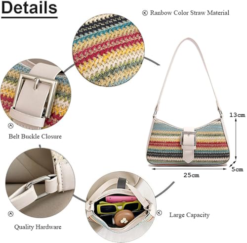 RTGGSEL Boho Summer Retro Women's Straw Rattan Beach Tote Bag Crossbody Shoulder Bags Hobo Underarm Handbag Straw Purse2