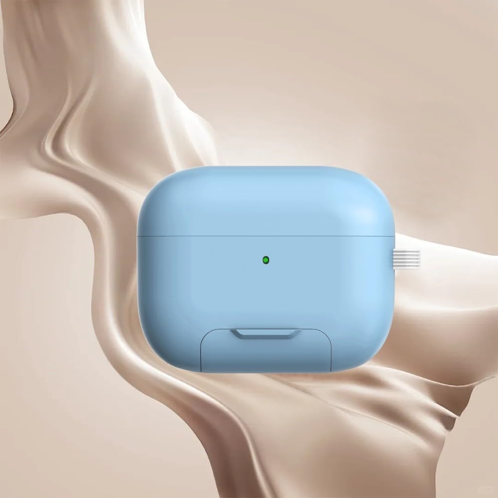 Coque AirPods 4 bleu silicone rigide : finies les rayures grâce au support