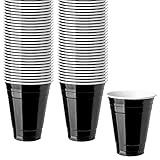 16-Ounce Plastic Party Cups in Black (50 Pack) - Disposable Plastic Cups - Recyclable - Black Cups...