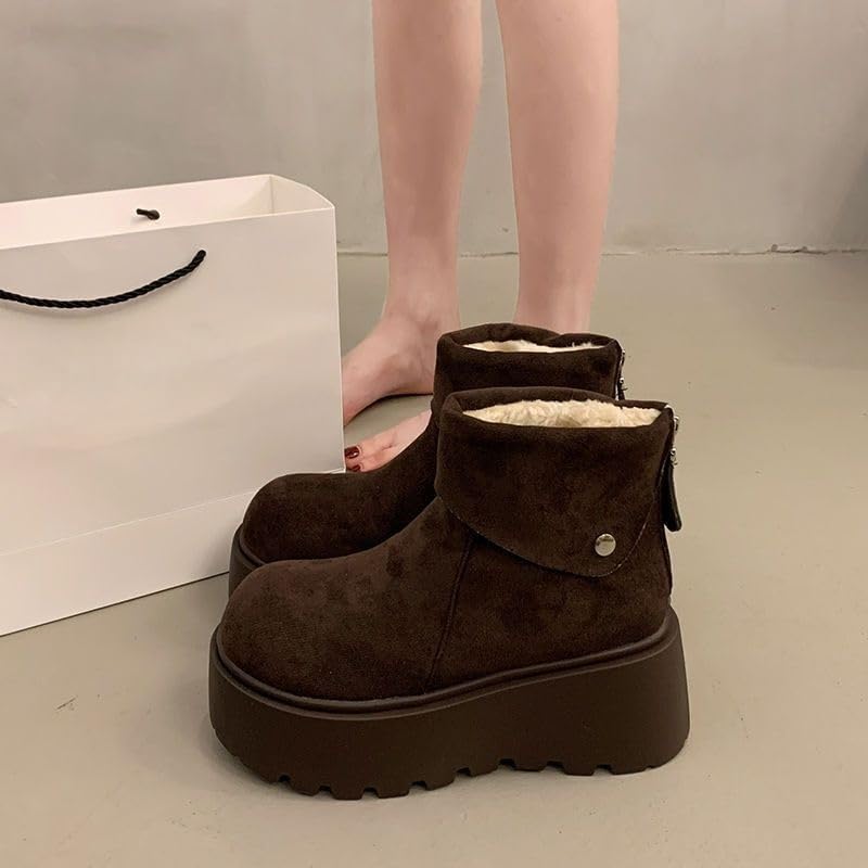 Women's thick-soled warm boots autumn and winter, suitable for snowy areas, anti-slip and durable, school or commuting.
