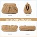 Imagen de EVEOUT Clutch de Paja Mujer Bolso Nube de Boda Fiesta Paja con Cadena Bolsos bandolera Tejido para Vacaciones Playa