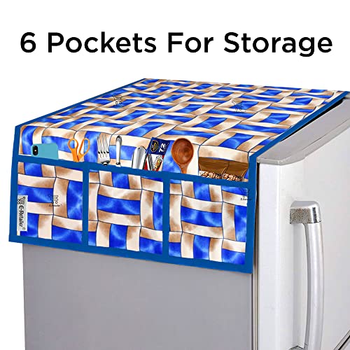 Image of Exclusive Combo Set of Appliance Cover & Storage Organizer (1 Pc. of Refrigerator Cover, 2Pc. Handle Cover, 1Pc. Oven Cover, 1Pc Wall Hanging) (Color-Geometric Blue, Set Contains-5Pc.)