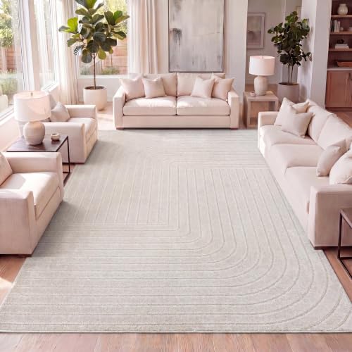 Image of JONATHAN Y Odense High-Low Angle Ivory /Cream Indoor /Outdoor Area Rug, 8x10, Modern, Contemporary, Geometric, Bohemian, Bedroom, Kitchen, Living Room, Non Shedding (SCN101A-8)