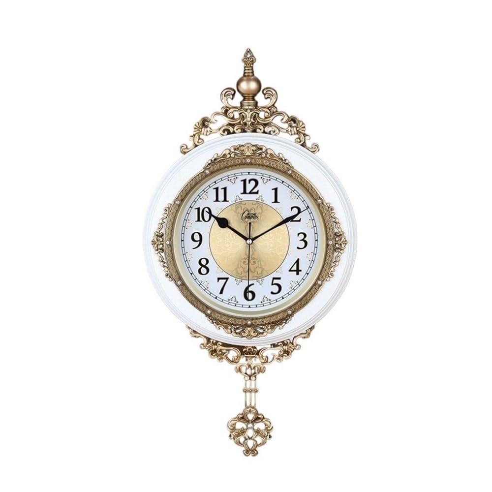 Petite horloge murale silencieuse à piles au design ancien ovale