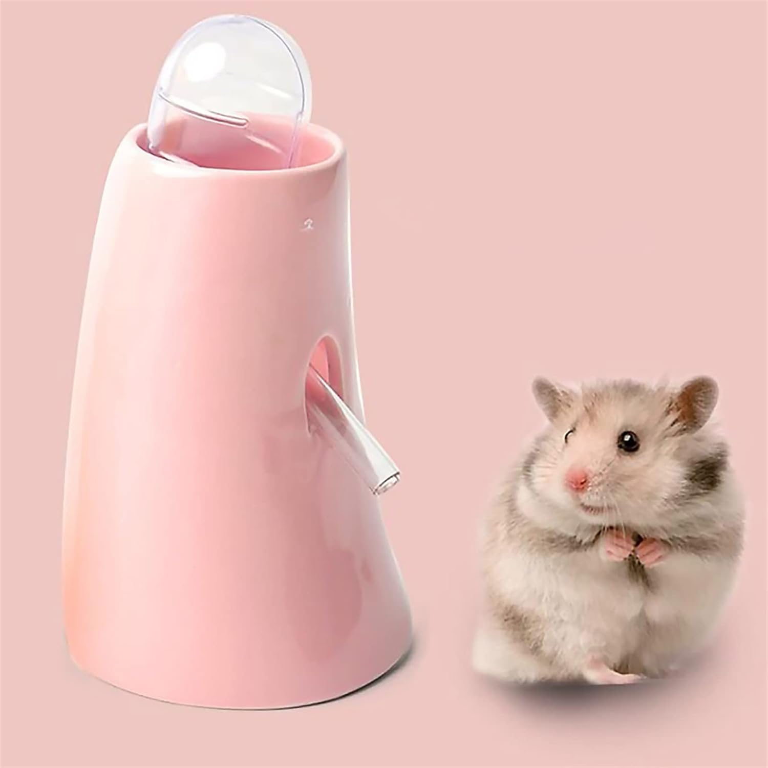 Dog Water Bottles Drinking Holder Hamster Feeder Pet Supplies Water Bottle Base Safe Durable Vertical Ceramics Ceramic Useful Drinker(Pink)