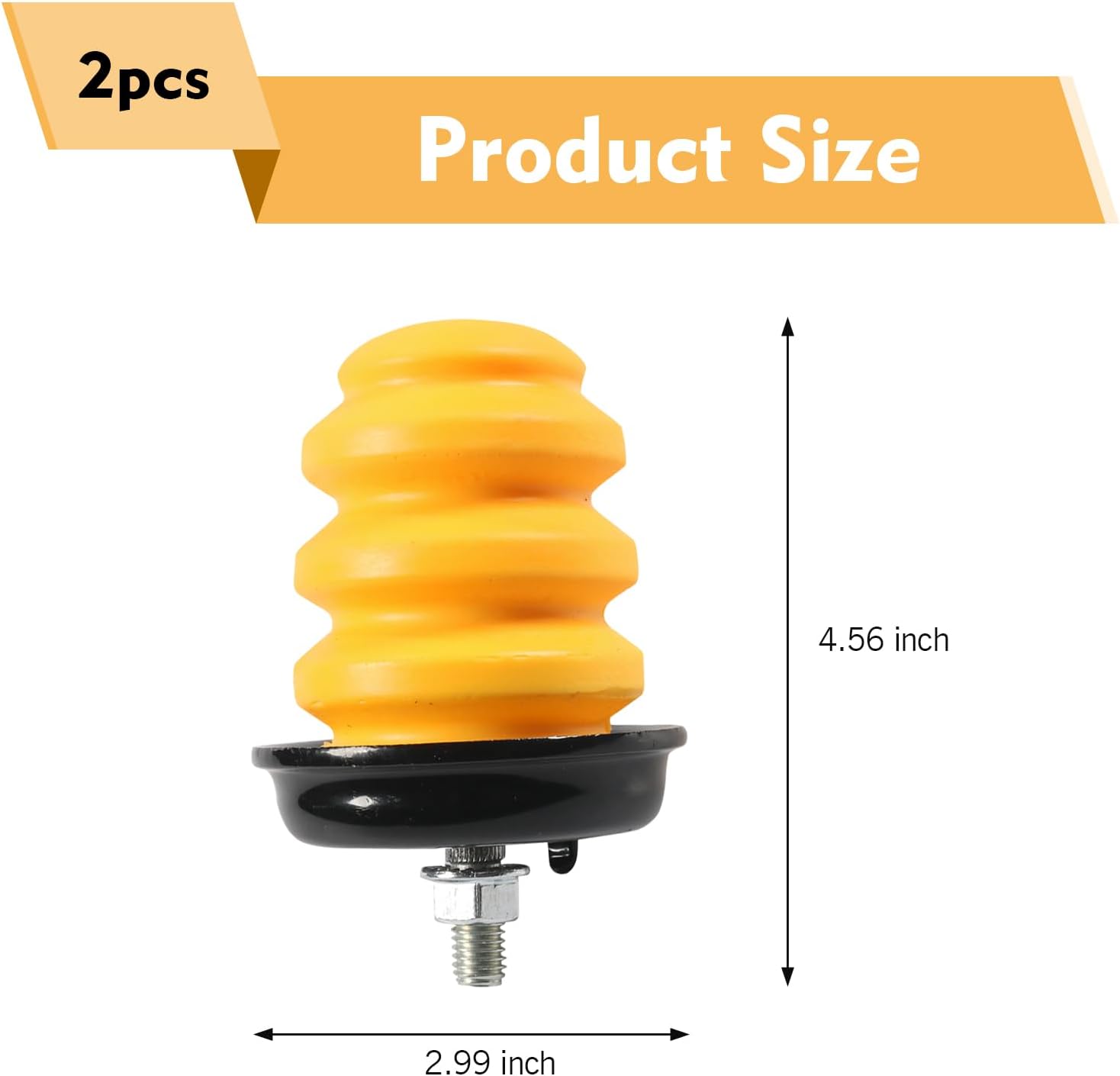 Fiknonk 2 PCS Rear Bump Stops for Suspension, Car Rear Axle Bumper Buffer Replacement with Nut, OEM 15712438, Compatible with Chevrolet Cadillac GMC Silverado 1500 2500 3500 (Yellow)