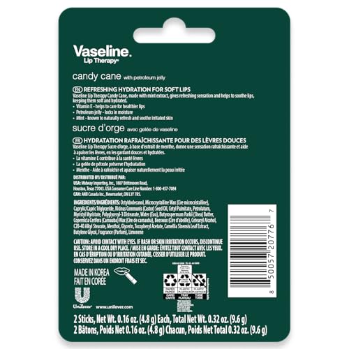 VASELINE Palito de terapia labial, pacote duplo, menta, pacote com 3