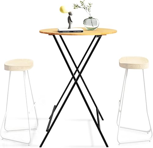 Miniatura 7 de EDS FAM Mesa de cóctel de madera de 45 pulgadas de alto, 32 pulgadas de largo, mesa plegable redonda para interiores y exteriores, accesorio para