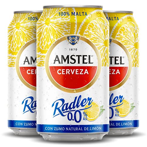 Amstel Radler 0,0 Cerveza Limon Sin Alcohol Pack Lata, 24 x 33cl