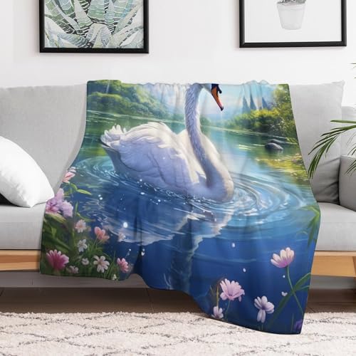 Couverture polaire cygne en peluche douce, le cadeau idéal pour le lit