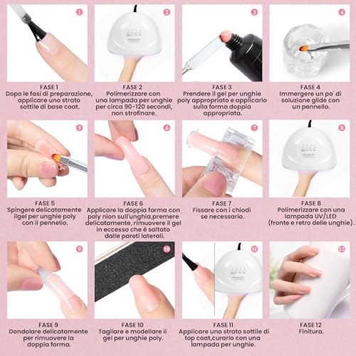 Kit Gel Unghie Completo Ricostruzione con 48W UV