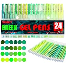 Green Gel Pens,72 Color Gel Pens Set including 24 Color Gel Pen with 48 Refills,40% More Ink Colored Gel Pens for Adult Drawing, Doodling, Scrapbook, Journaling