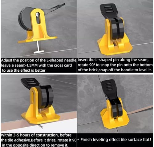 Fliesen-Nivelliersystem-Set, Fliesen-Abstandshalter, wiederverwendbare Bodennivelliermassen, verbesserte verstellbare Passform, 8–12 mm Fliesen, 50 Stück, Fliesen-Installations-Nivellierwerkzeug-Set