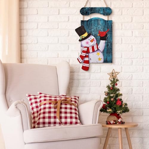 Bonhomme de neige de Noël en bois, décoration murale de porte facile à installer - 6