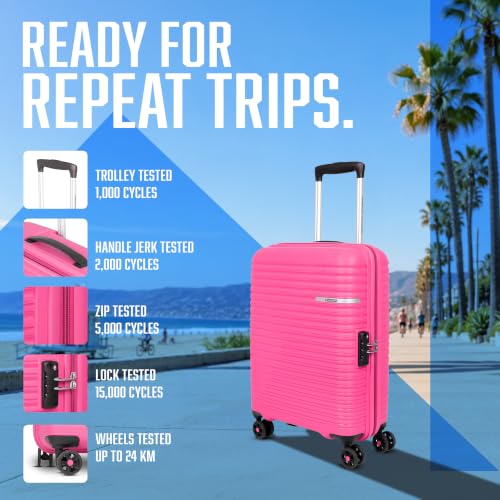 Image of American Tourister Liftoff+ | Small Size Cabin Trolley Bag (55 cm) for Travel | 360 8 Wheel Travel Luggage | Hard Case Polypropylene (PP) Suitcase | Mounted TSA Lock | Berry Blast