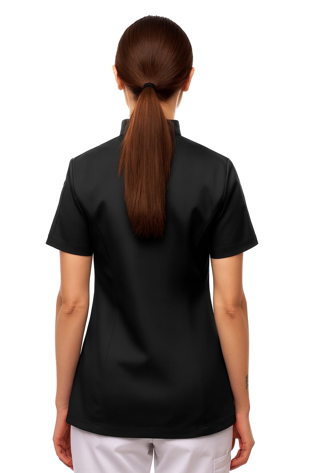 strongAnt Giacca da Cucina Donna Slim Fit Soft Cotone con Bottoni a Pressione Giacca da Pasticcere Manica Corta – Nero, 2XL