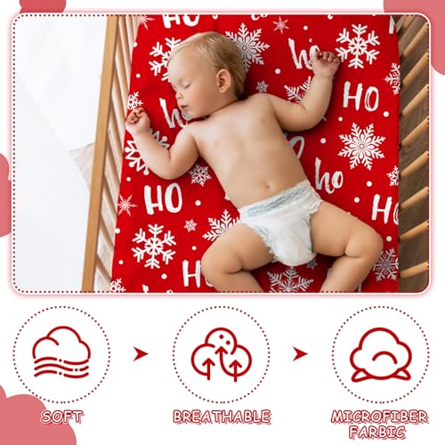 Image of Mindsoft 2 Pcs Christmas Crib Sheets Snowflake Gingerbread Man Style for Baby Boys Girls 52 x 28 x 8 Inches Soft Breathable Christmas Fitted Nursery Sheet for Standard Crib and Toddler Mattresses