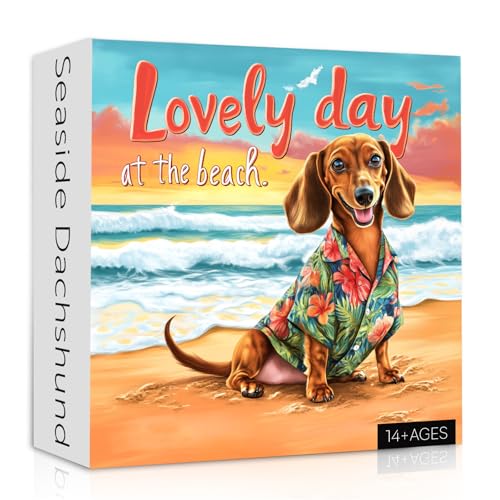Rompecabezas de Perro Dachshund en la Playa para Adultos, 1000 Piezas, Divertido Rompecabezas de Animal Marítimo con Cachorro Sonriente, Arte para Pared