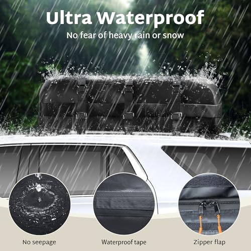 image for iBirdie Roof Rack Cargo Carrier 30.1 Cubic Feet, Soft-Shell Rooftop Ca