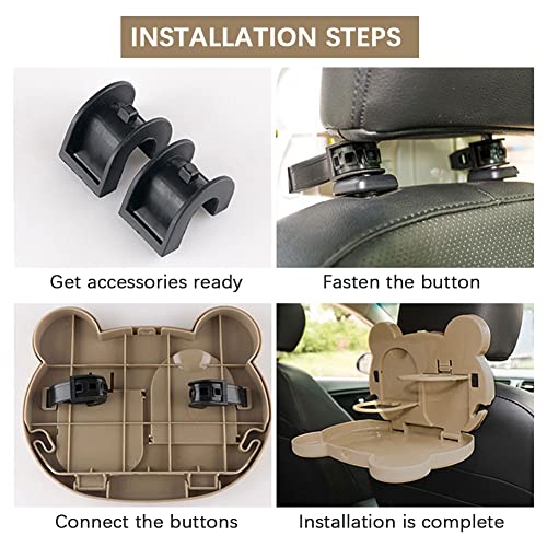 Image of WAYUTO Car Backseat Tray Table with 2 Hidden Hook 2 Drink Cup Holder Cartoon Animal Vehicle Storage Stand Organizer Portable Foldable Baby Mobile Dining Table for Kids Toy Food Pink Pig