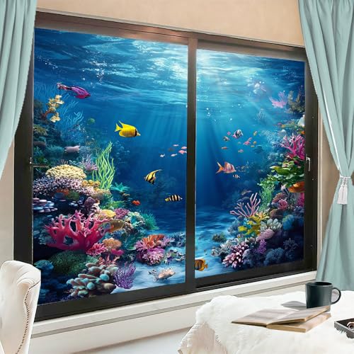 Fensterfolie, Motiv: bunte tropische Fische, mattiert, schöne...