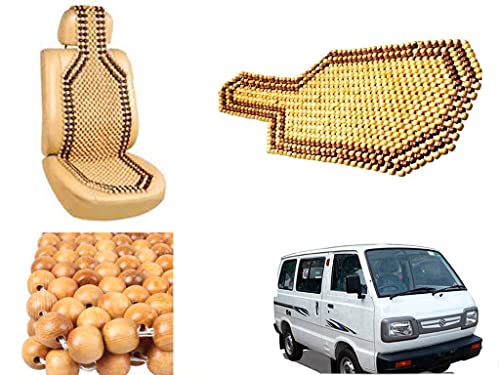 Image of Car Bead Seat Wooden Beads Cushion Cover Pad for Maruti Suzuki Omni, Acupressure Sitting Seat Cover | Cream Color - Pack of 1