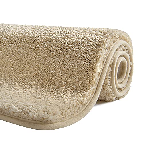 Telgoner Alfombrilla de baño, antideslizante, lavable, suave alfombra de baño de chenilla, secado y resistente al moho, alfombra de baño para baño, cocina, rápida (beige 70 x 120) Cover