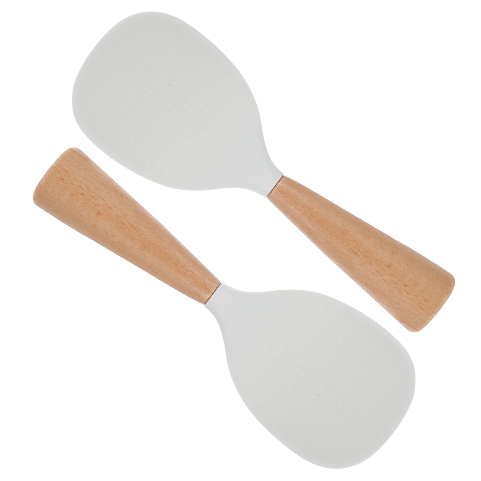 Ipetboom 2pcs Silicone Rice Paddle with Handle Nonstick Self Standing Cooking Spoon for Rice Cookers Heat Resistant Kitchen Utensils for Serving Mashed Potatoes Salads and Sushi