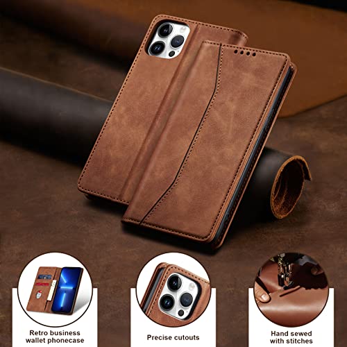 Image of Jasonyu Flip Wallet Case for iPhone 13 Pro,Brown