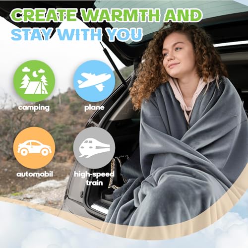 2 in 1 Travel Blanket and Pillow, Soft Micro Plush Portable Airplane Blanket, Ultralight Travel Blanket, Compact Foldable Flannel Blanket for Flights, Car, Business Trips - Image 4