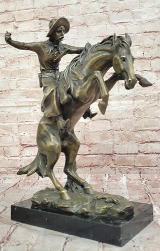 Frederic Remington`s Bronco Buster Genuine Bronze Sculpture Statue Decorative Figurine Artwork by Think Bronze