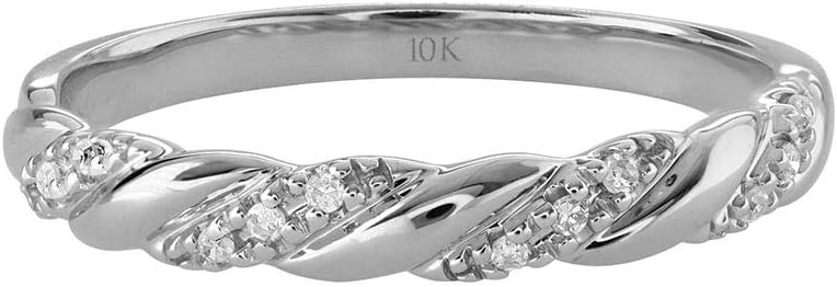 Brilliant Expressions 10K or 14K Yellow, Rose or White Gold Diamond-Accent Twist Promise Ring, Anniversary Ring or Wedding Band for Women; Promise Rings for Her, Gold Rings for Women