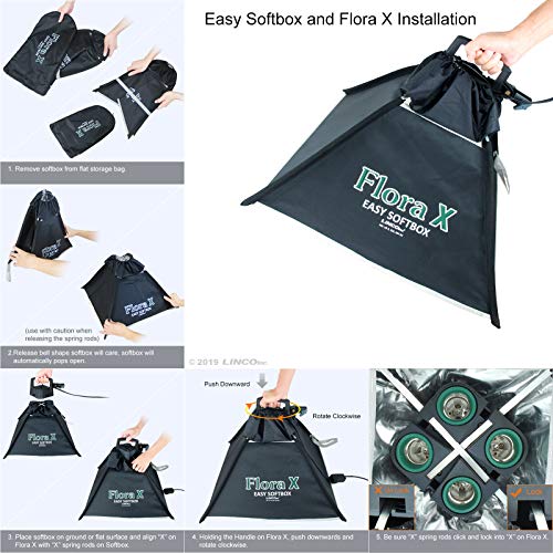 Linco Lincostore 2000 Watt Photo Studio Lighting Kit With 3 Color Muslin Backdrop Stand Photography Flora X Fluorescent 4-Socket Light Bank And Auto Pop-Up Softbox - Only Takes 3 Seconds To Set-Up #TOP5