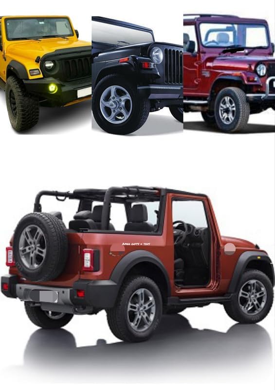 Image of SHAKTISM Thar Diecast Model Toy, 1:32 Scale with Sound & Lights Pull Back Collectible Vehicle Toy Door Opening Scale Car Model Birthday Gift for Boy Girls (Black-Diecast Metal Car)