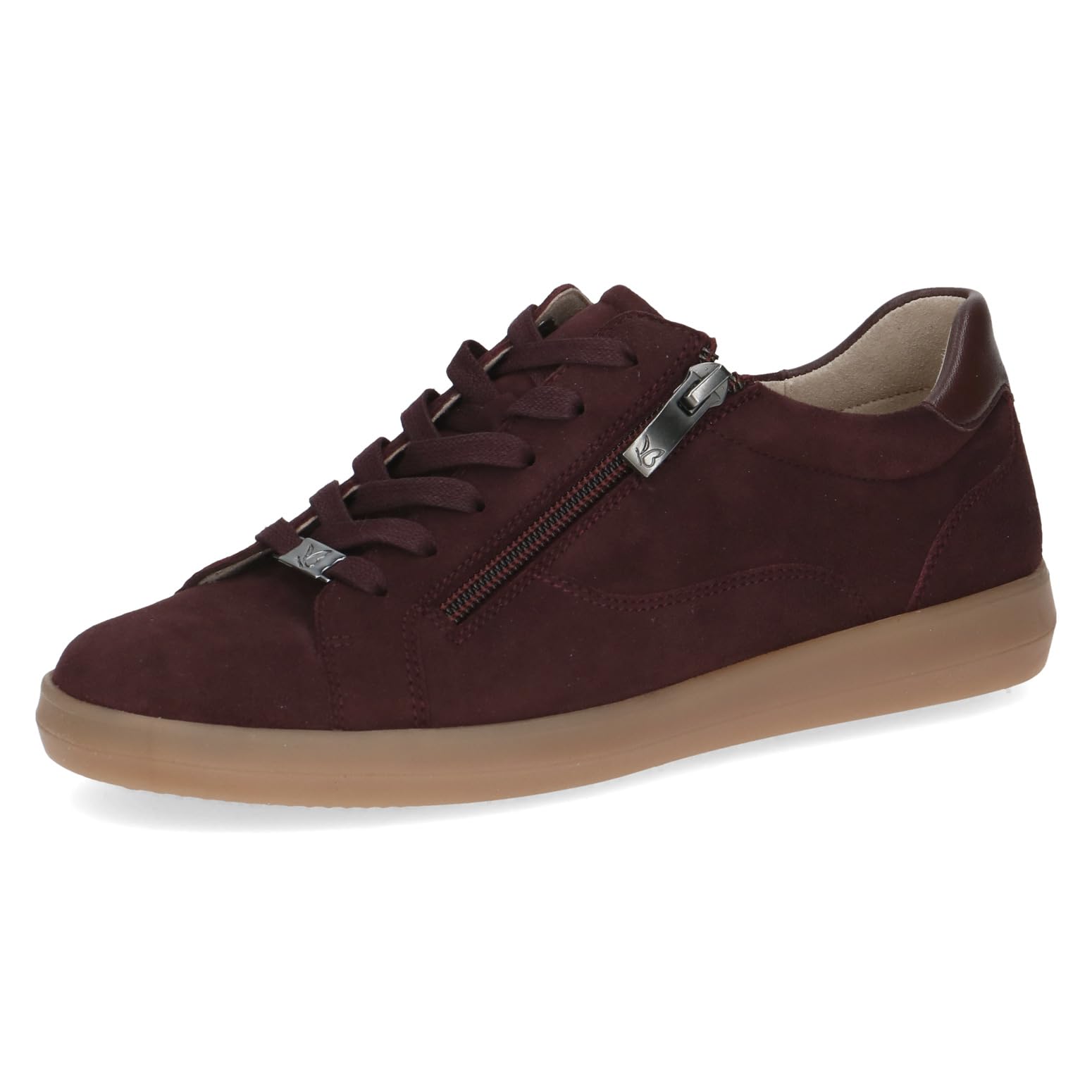 CAPRICE Women's Low-top Leather lace-up Sneakers, Red (Bordeaux Suede), 7.5 UK