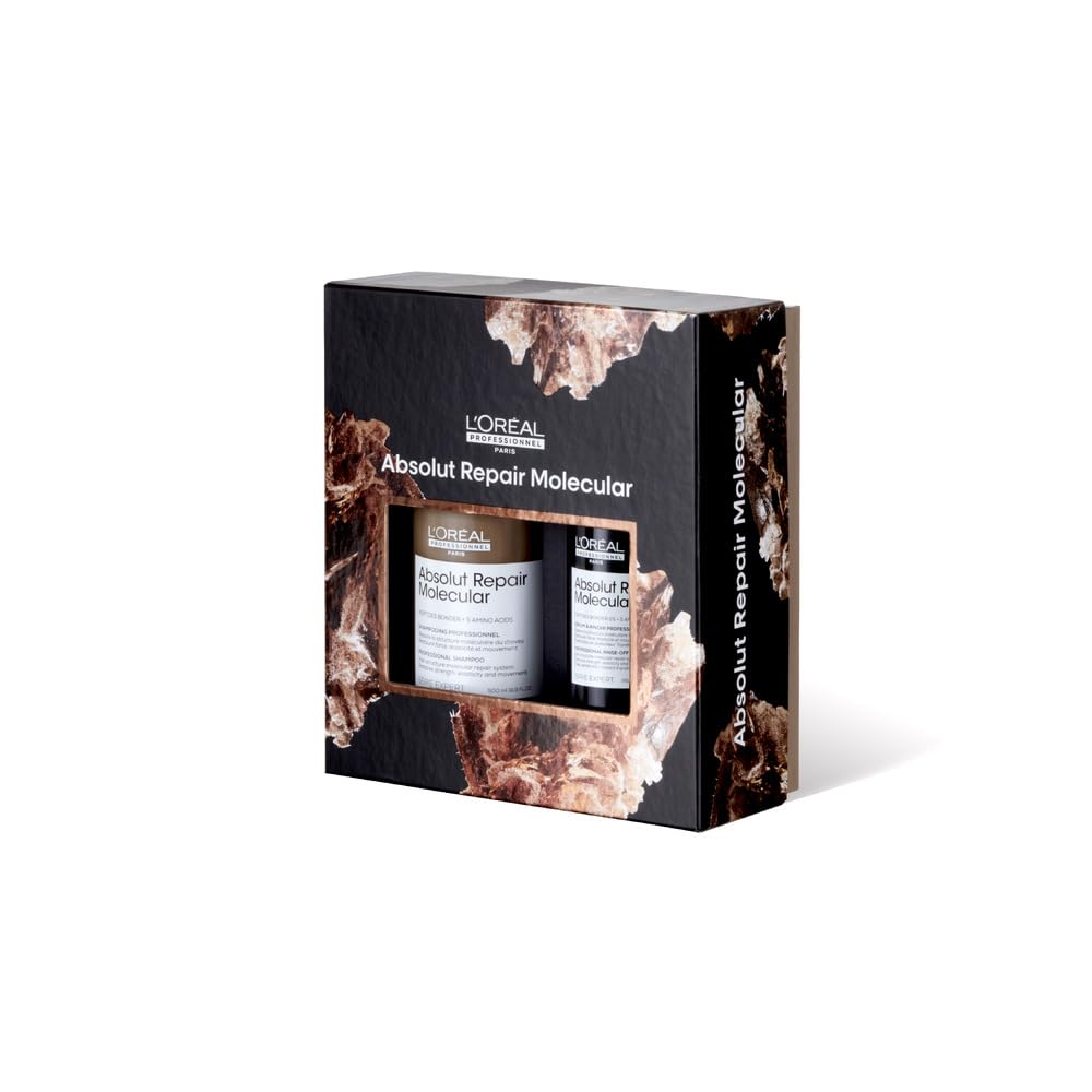 L'Oréal Professionnel Absolut Repair Molecular Shampoo & Serum Holiday Gift Set | Peptide Bonder | For Extremely Dry Damaged Hair | Amino Acids | Strengthens Bonds | Sulfate-Free