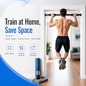 FumyFumy Pull Up Bar for Doorway, Adjustable Door Frame Pull Up Bar with 220 lbs Capacity, No Screw Chin Up Bar for Home Gym Strength Training, Fits 25"–39" Door Frames and Walls — photo 2 of 6