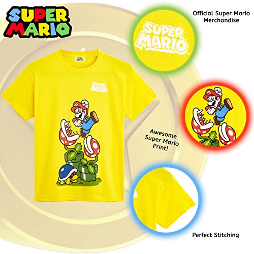 Super Mario Jongens T Shirt, Fun Graphic T Shirt Bros Karakter, 100% Katoen Korte Mouw Gele Top, Officiële Merchandise… - Afbeelding 3