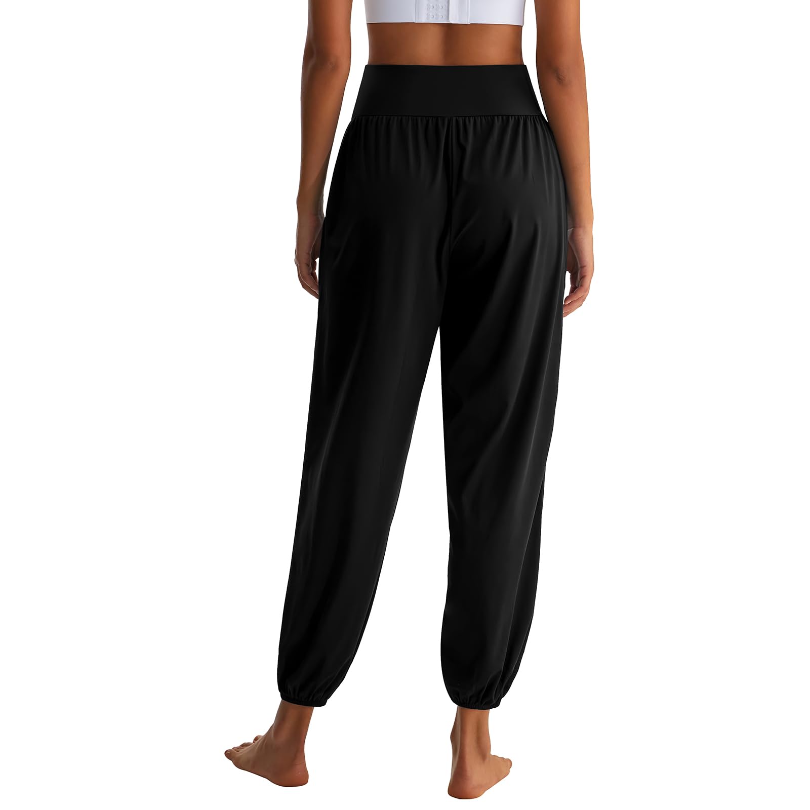 HomyComy Pantalon de Yoga Joggers Taille Haute Pantalon de Pilates Pantalon de Sport Flowy Pantalon de Sweat Libre avec Poches