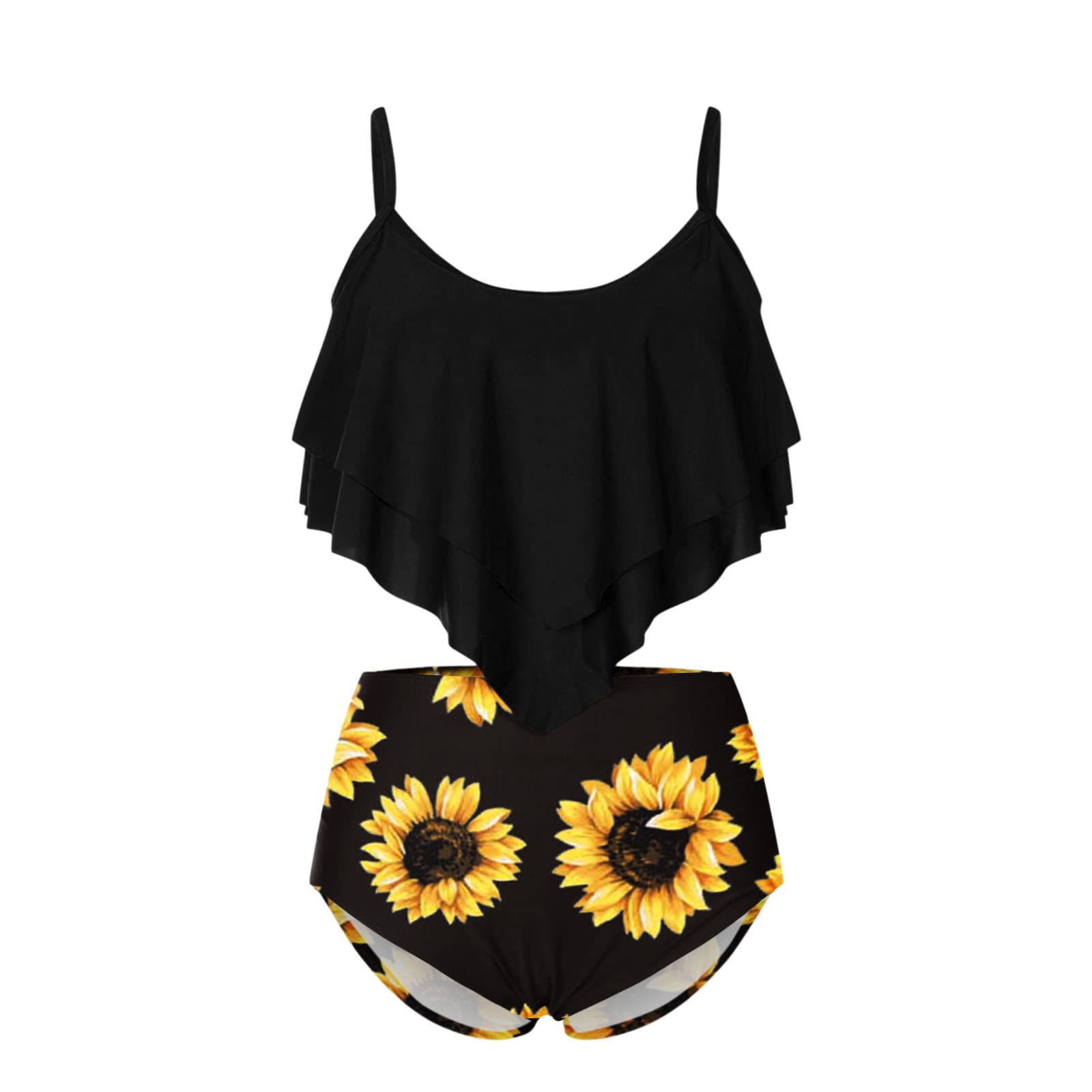 Womens High Waisted Swimsuits Bathing Suits Sexy Bikini Bottom Tummy Control Modest Swimwear Two Piece Swimsuits