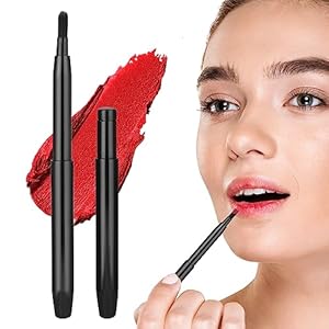 Retractable Lip Brushes,2 Pack Portable Lip Liner Brush Professional Lpstick Brush Retractable Lip Balm Applicator Flat Lipstick Makeup Brush with Cap Makeup Tools for Women