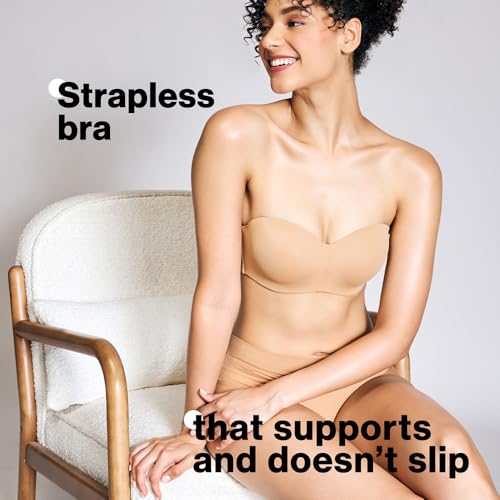 Image of NYKD NYB027 Cotton Padded Wired Multiway Strapless Bra Anti Slip Seamless Bonded Neckline Detachable Straps (Plus