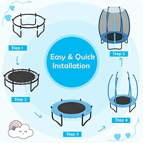 GYMAX Trampoline for Kids, 42inch ASTM Approved Toddler Trampoline with All-Round Enclosure Net, Easy Assembly Recreational Mini Trampoline for Indoor/Outdoor, Small Backyard Trampoline for Boys Girls 3 51fTG0kD3RL. AC