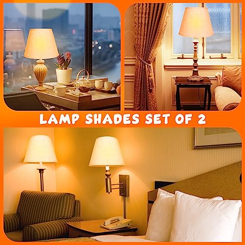 Lamp Shades Set Of 2, Wonfly 12X7.5X9.1 Inch Linen Lamp Shade, Shades For Table Lamps And Floor Lamps Pendant Light - E26/E27 Lampholder - Spider #TOP6