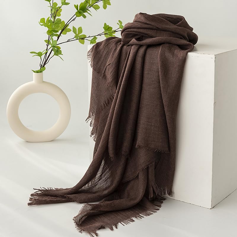 Women Summer Scarfs Large Long Lightweight Linen Beach Gauze Shawl Wrap  75”×40” (chocolate) - Product Details