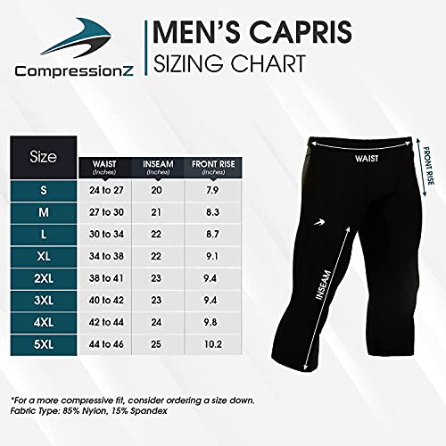 Compressionz Compression Pants Men Running Tights Mens Leggings For Sports (Navy Capri, Xl) #TOP5
